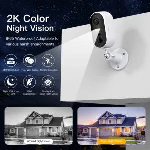 ARENTI 2K Battery Powered Wireless Camera Outdoor for Home Security with PIR Motion Detection, Color Night Vision, 2-Way Talk