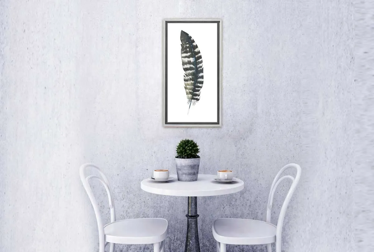 Black Grey Feather | Watercolour Print | Wall Art Decor