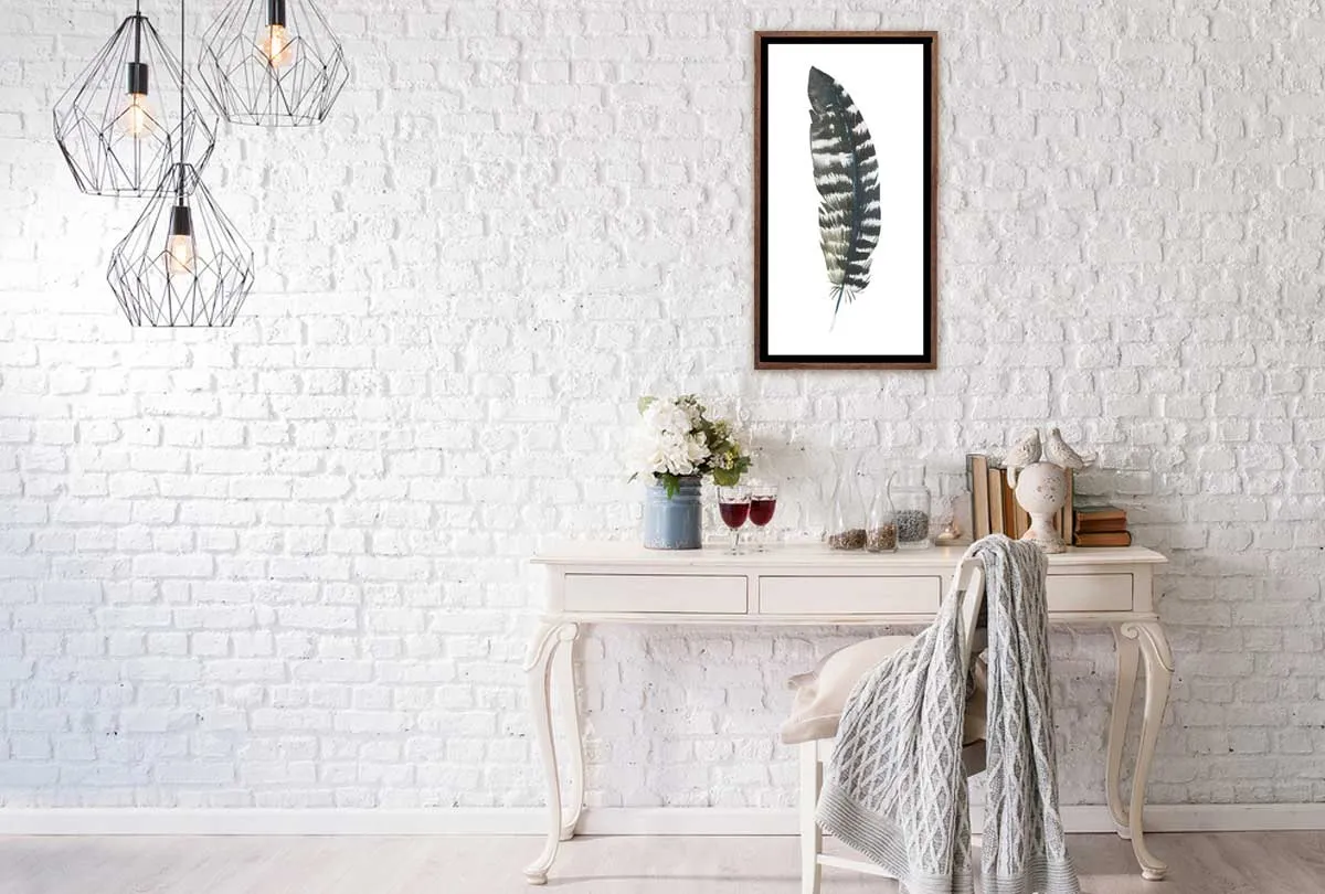 Black Grey Feather | Watercolour Print | Wall Art Decor