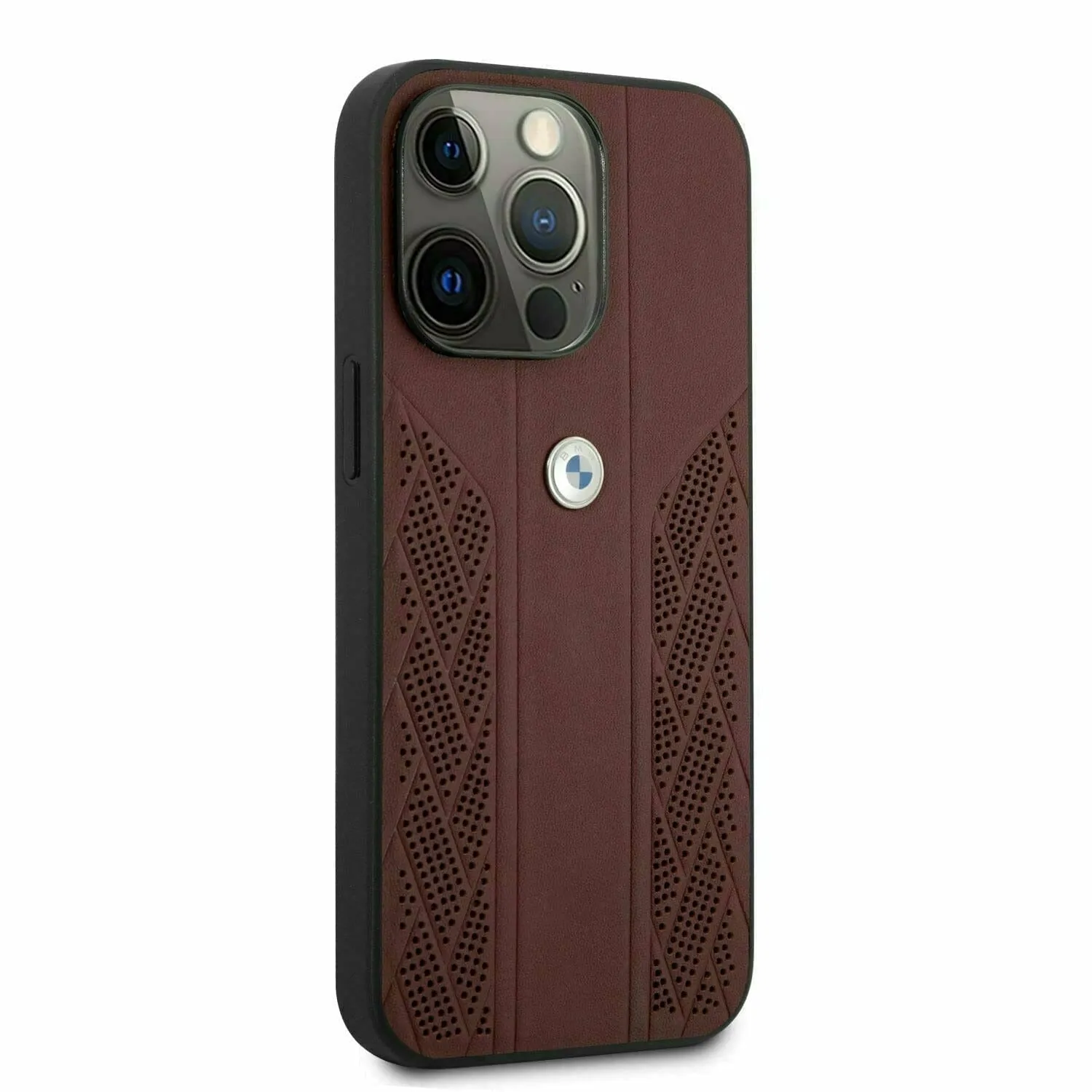 BMW Motorsports Leather Black/Red Curve Perforated Design - iPhone 13