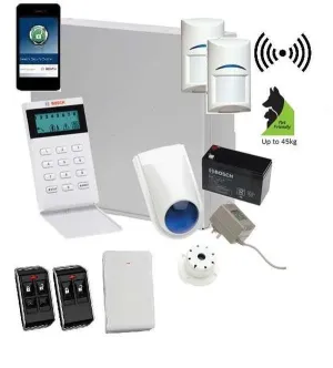 Bosch Solution 3000 Alarm System, 2 x Wireless Tritech Detectors  Icon Code pad   Deluxe Remote Kit IP Module