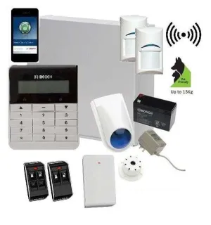 Bosch Solution 3000 Alarm System with 2 x Wireless Detectors   Text Code pad  IP Module, Plastic remotes