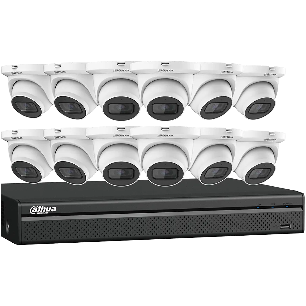 Dahua | 12 x 4 MP Eyeball Network Cameras with One (1) 16-channel 4K NVR | Part # N564E124S