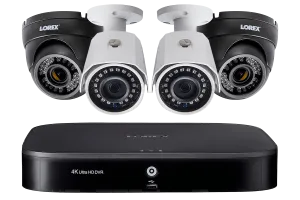 HD Security System with 8-Channel 4K DVR, Two 1080p Outdoor Bullets and Two 1080p Motororized Varifocal Domes