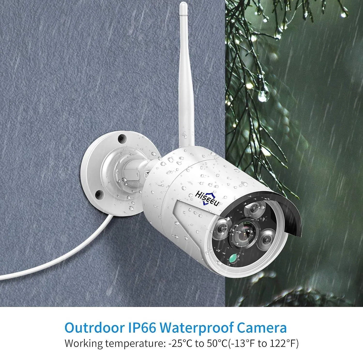 Hiseeu Add on 5MP Outdoor Wireless Security Camera, Waterproof Outdoor Indoor 3.6mm Lens IR Cut Day & Night Vision with Power Adapter, Compatible 10CH Wireless Security Camera System