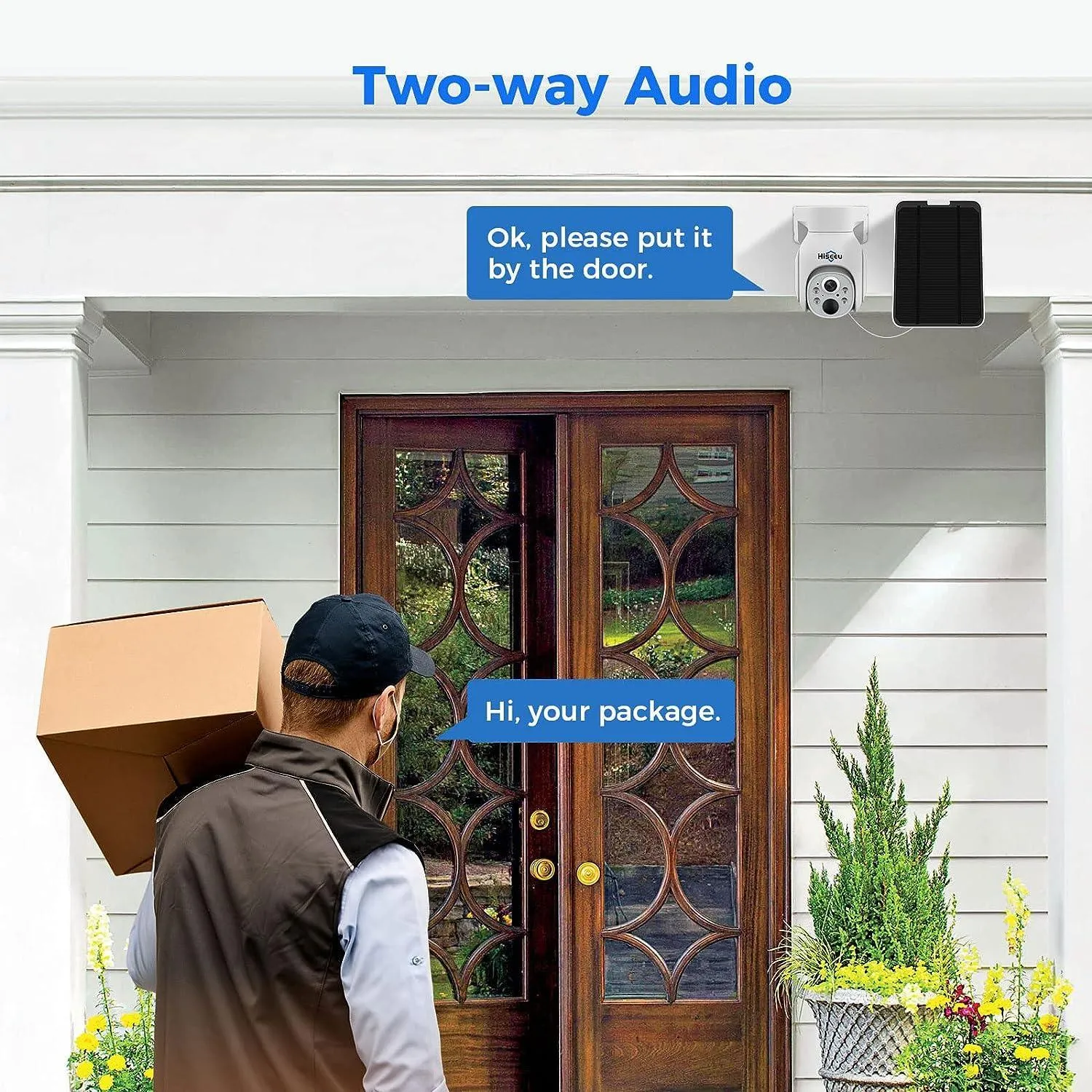 Hiseeu Solar Security Camera Outdoor, 4MP Wireless Battery Camera, PTZ 360° View, PIR Motion Detection, Color Night Vision, IP66, 2-Way Audio, 2.4G WiFi, Compatible with Alexa