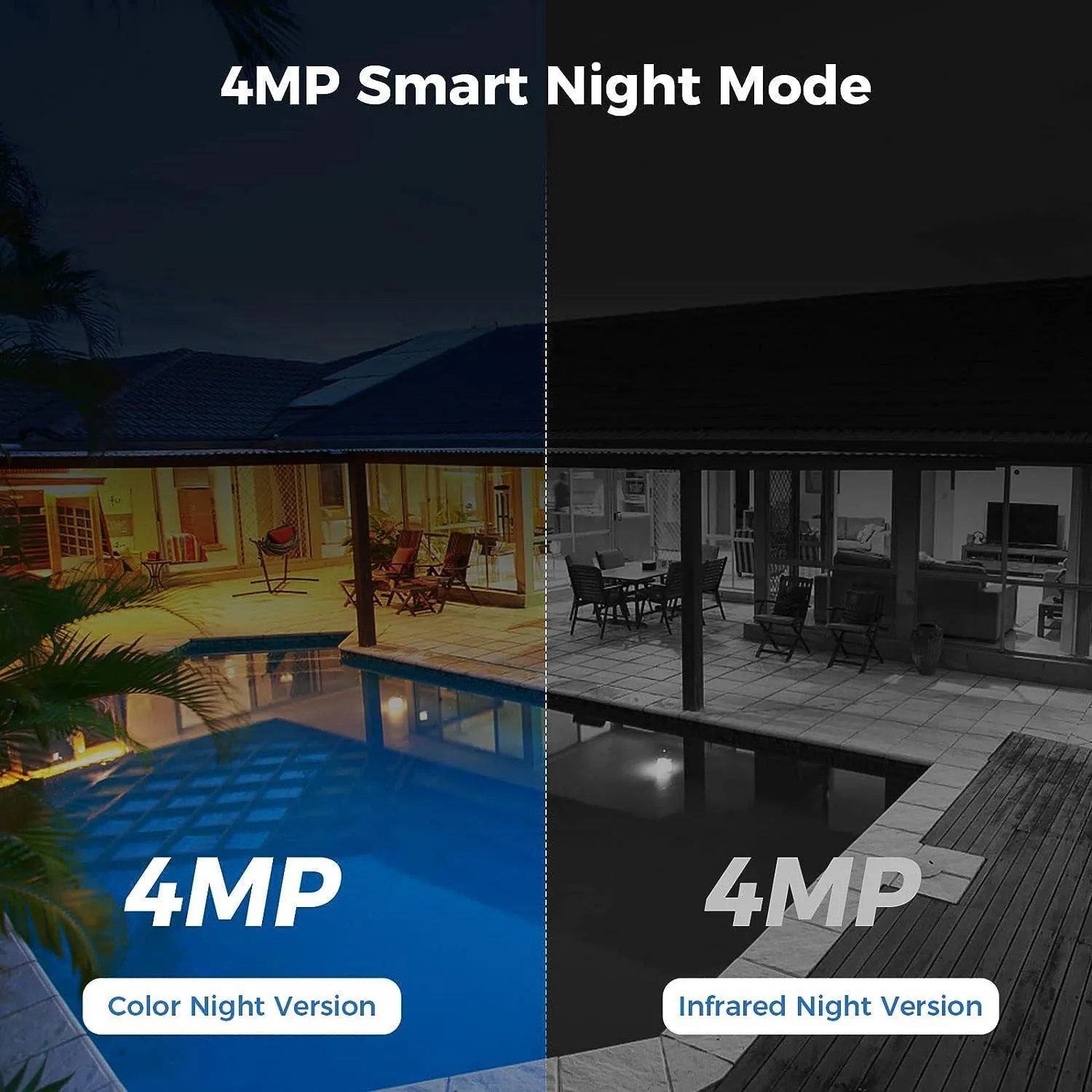 Hiseeu Solar Security Camera Outdoor, 4MP Wireless Battery Camera, PTZ 360° View, PIR Motion Detection, Color Night Vision, IP66, 2-Way Audio, 2.4G WiFi, Compatible with Alexa