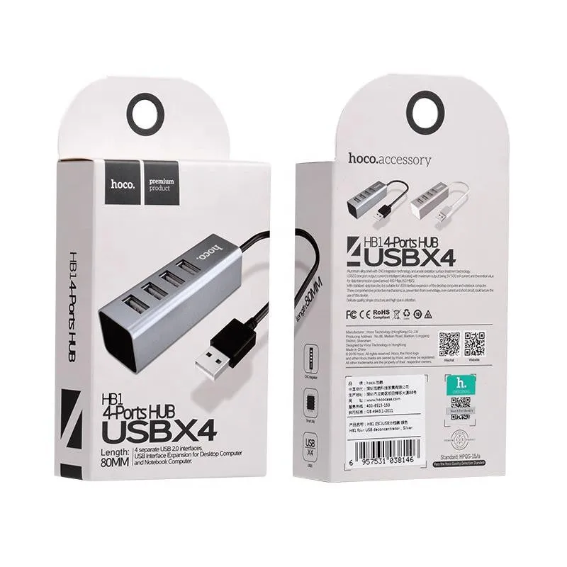 hoco.USB hub “HB1” USB-A to four ports USB 2.0 charging and data sync