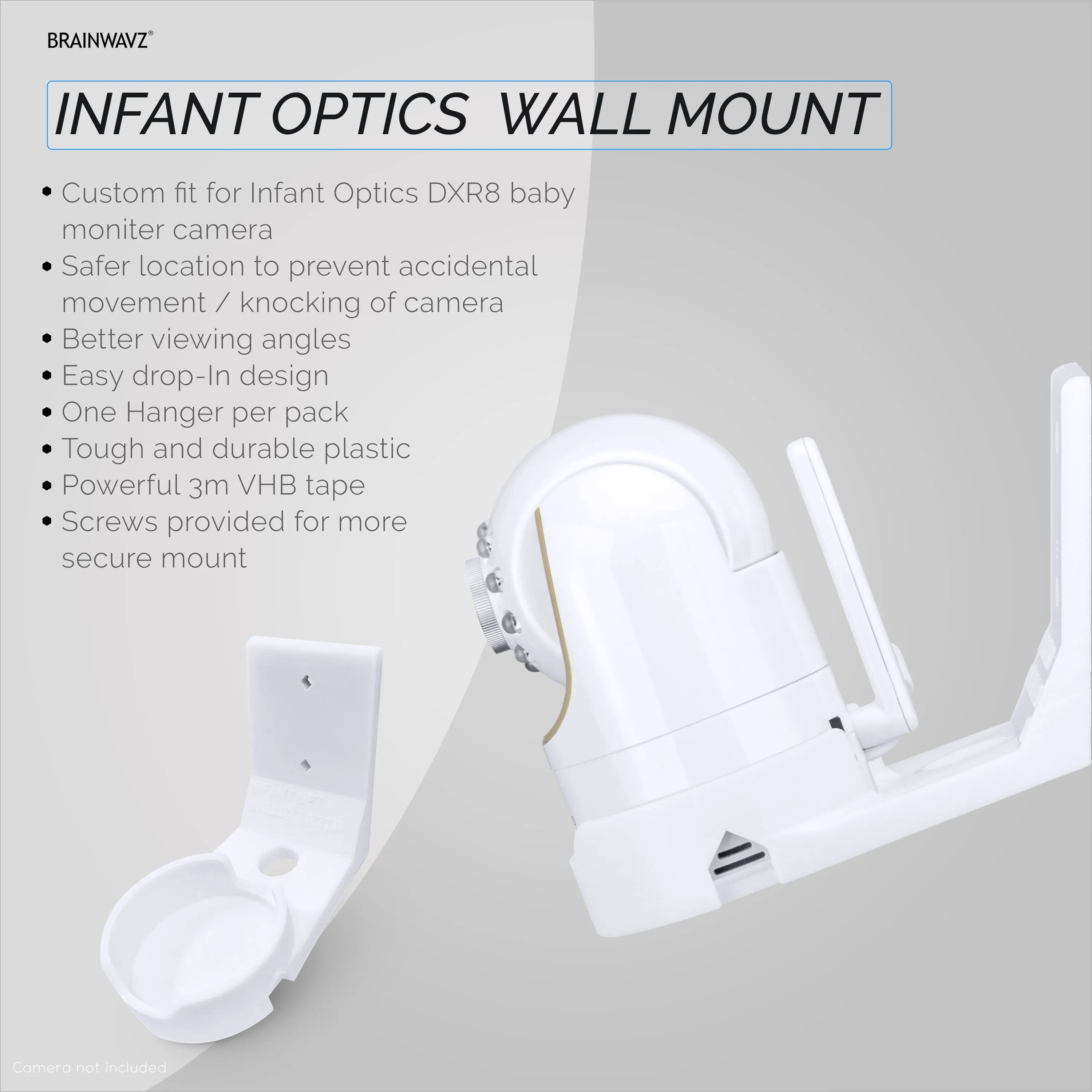 Infant Optics DXR8 & Pro Tilted Wall Mount Holder, Adhesive & Screw-In Holder, Easy to Install