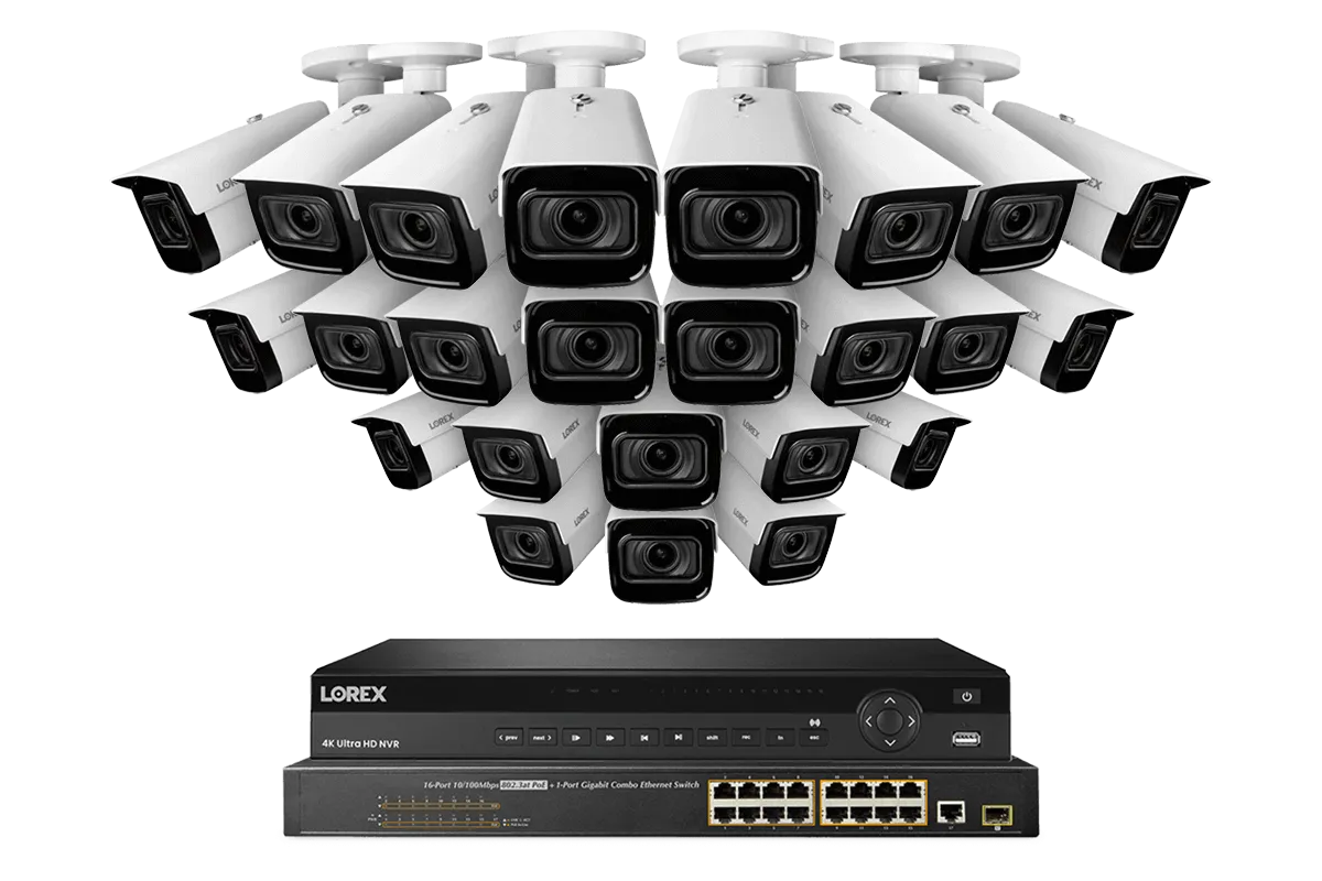 Lorex 4K 32-Channel Nocturnal NVR System with Nocturnal 3 Smart IP Optical Zoom Security Cameras with Real-Time 30FPS Recording