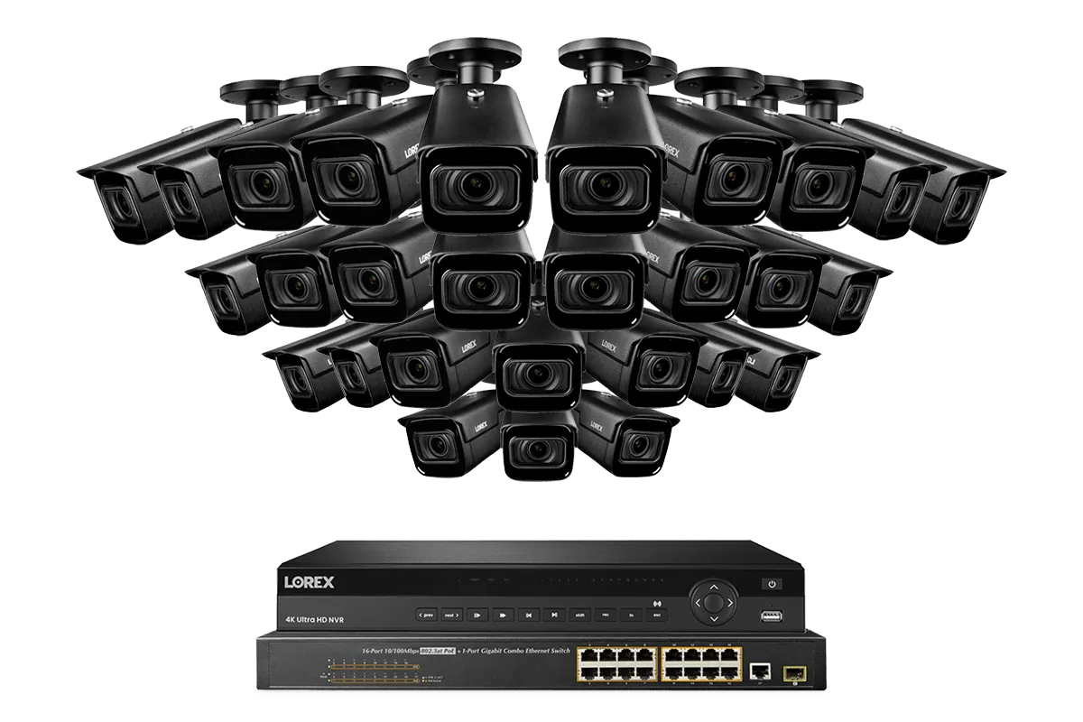 Lorex 4K 32-Channel Nocturnal NVR System with Nocturnal 3 Smart IP Optical Zoom Security Cameras with Real-Time 30FPS Recording
