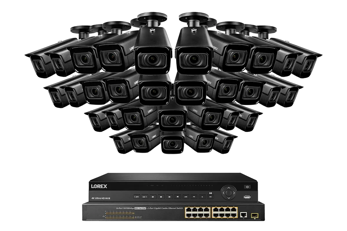Lorex 4K 32-Channel Nocturnal NVR System with Nocturnal 3 Smart IP Optical Zoom Security Cameras with Real-Time 30FPS Recording