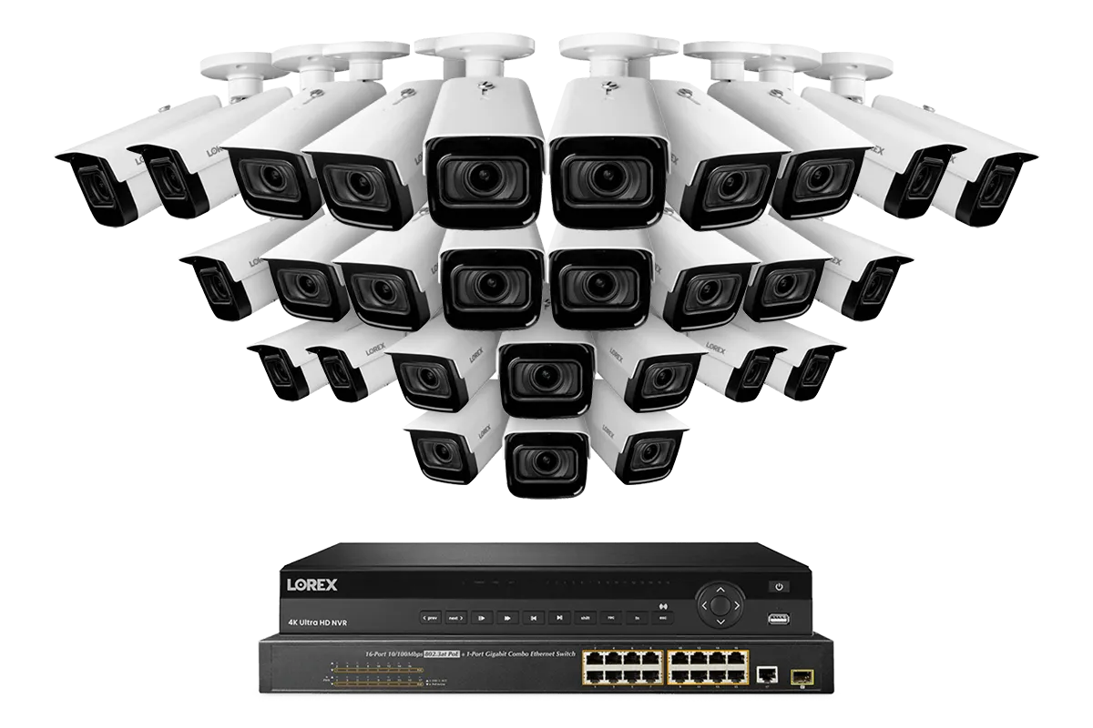 Lorex 4K 32-Channel Nocturnal NVR System with Nocturnal 3 Smart IP Optical Zoom Security Cameras with Real-Time 30FPS Recording