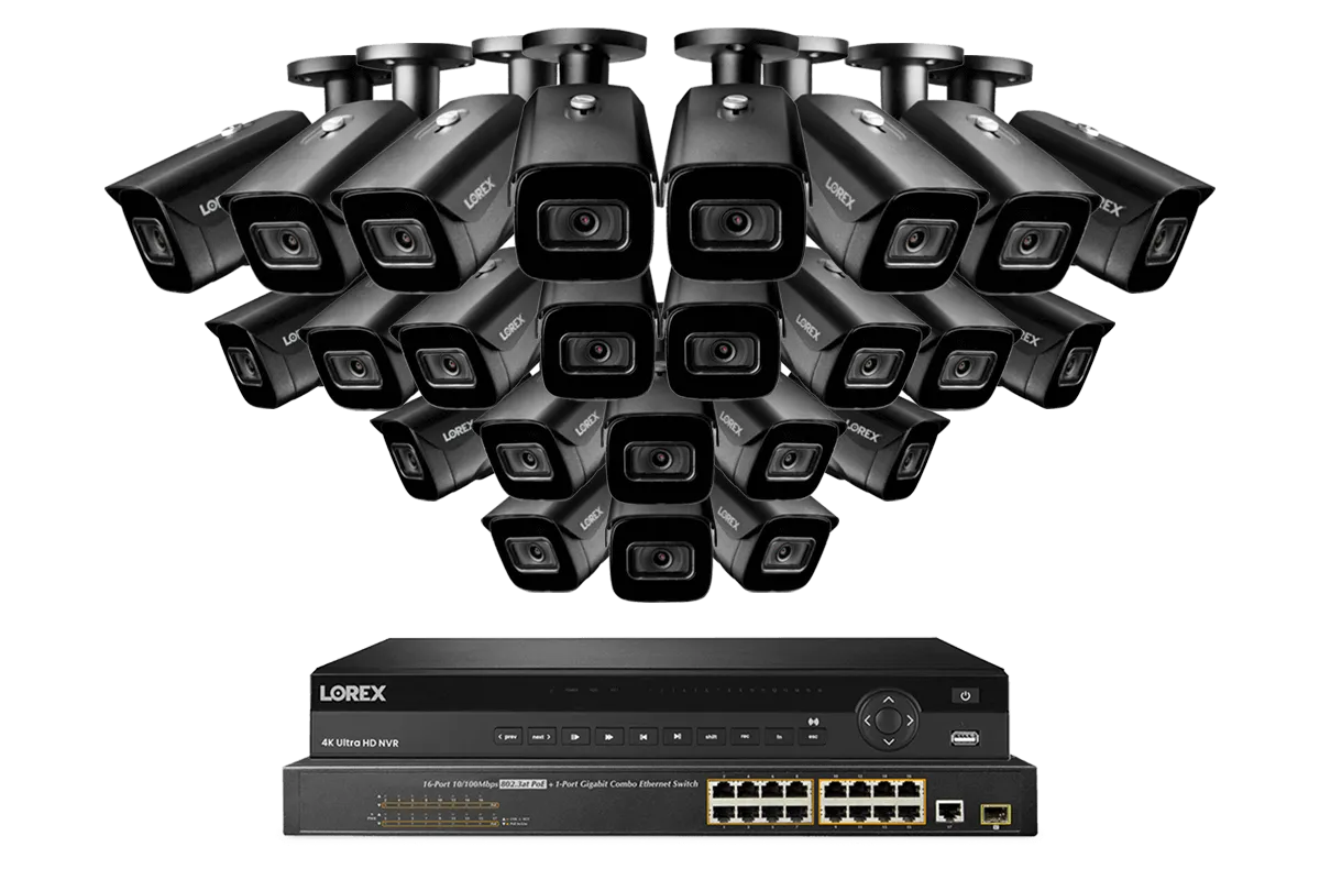 Lorex 4K 32-Channel Nocturnal NVR System with Nocturnal 3 Smart IP Optical Zoom Security Cameras with Real-Time 30FPS Recording