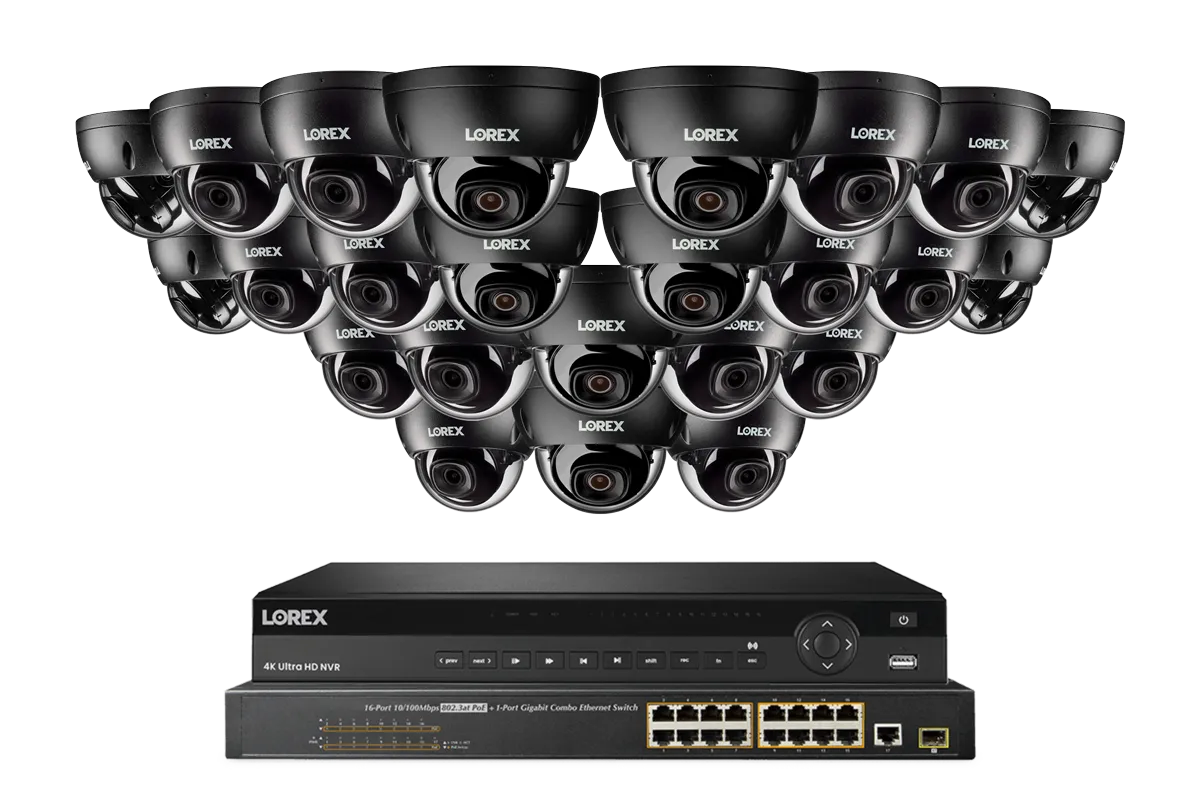 Lorex Elite Series 4K 32 Camera Capable 8TB Wired NVR System with 4MP (2K) A4 IP Dome Cameras