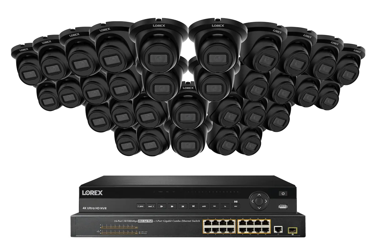 Lorex Elite Series 4K 32 Camera Capable 8TB Wired NVR System with 4MP (2K) A4 IP Turret Cameras