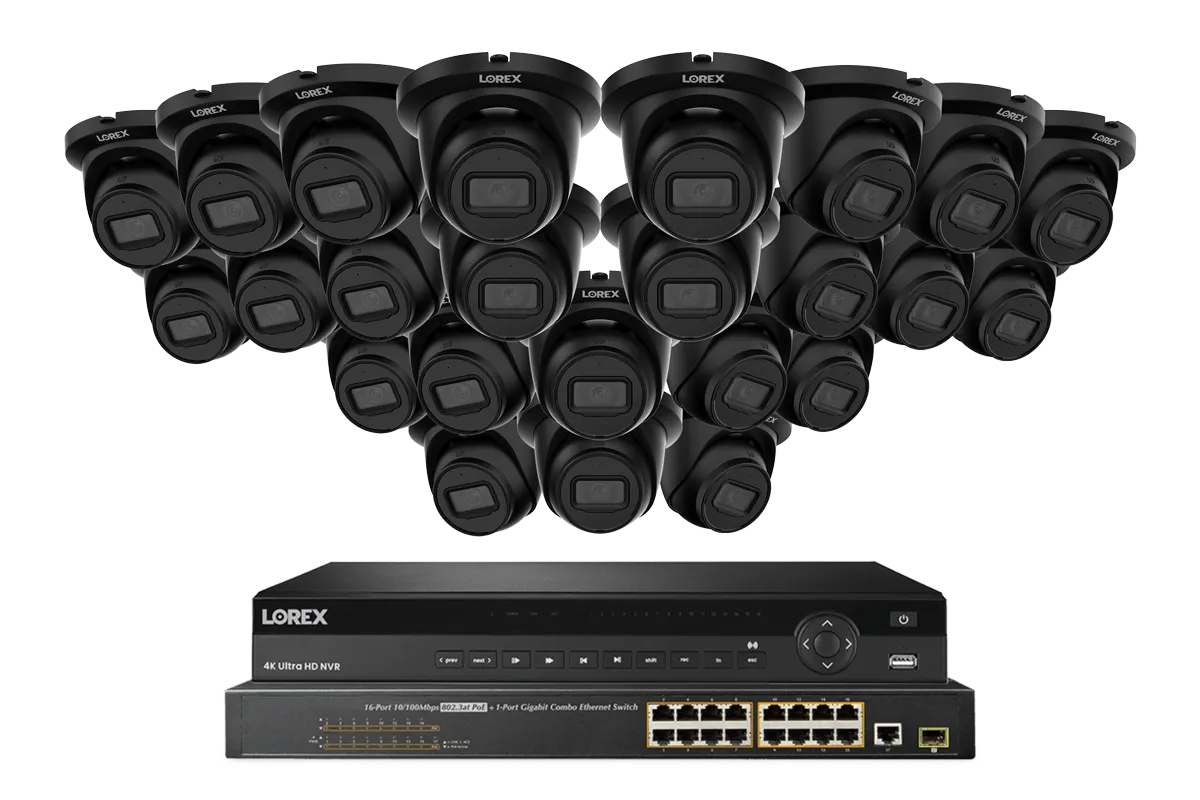 Lorex Elite Series 4K 32 Camera Capable 8TB Wired NVR System with 4MP (2K) A4 IP Turret Cameras
