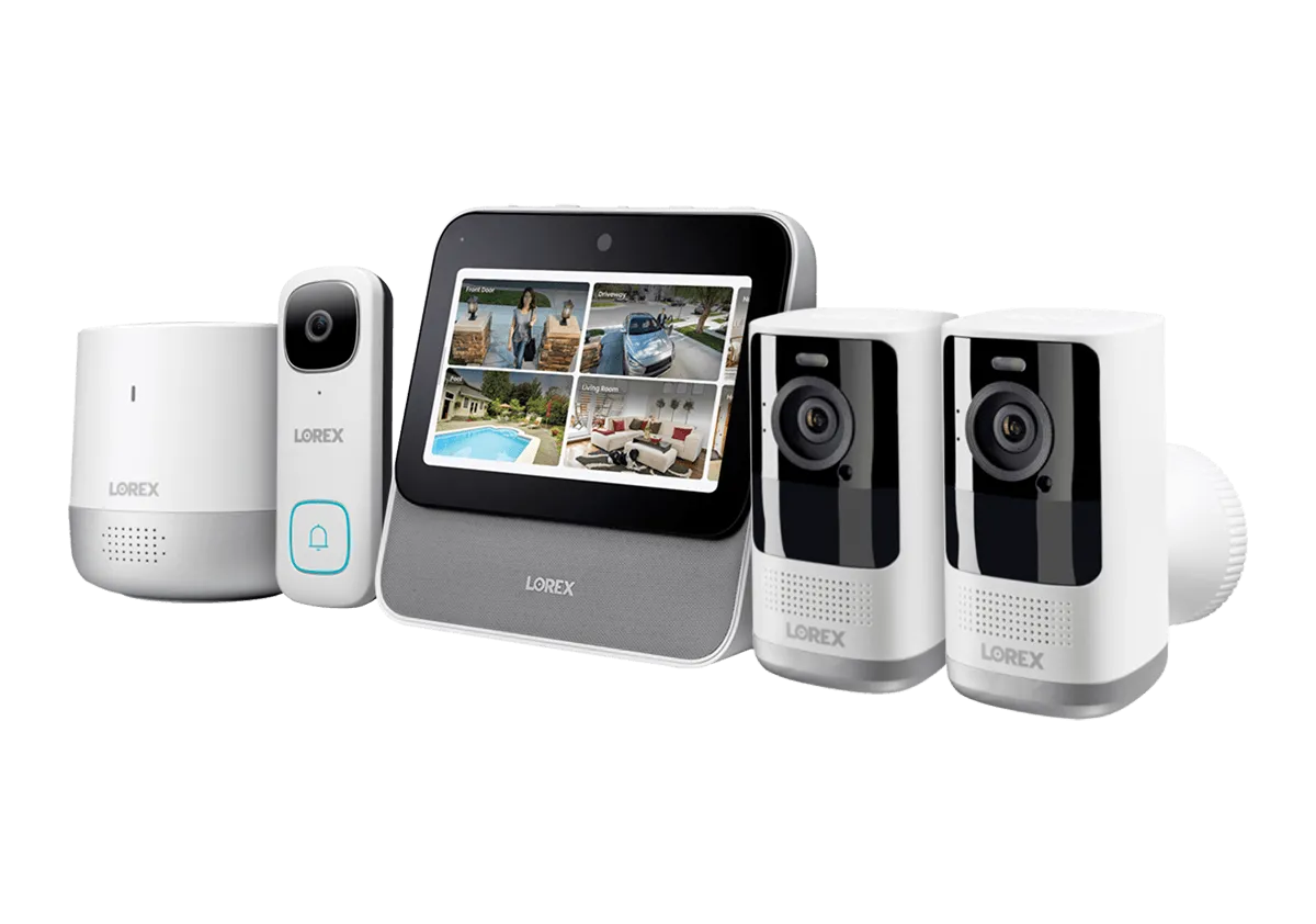 Lorex Smart Home Security Center with 2K Wire-Free Cameras, 2K Doorbell and Range Extender