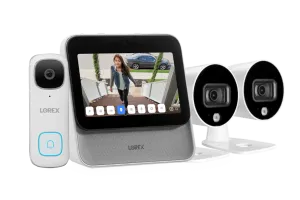 Lorex Smart Home Security Center with Two 1080p Outdoor Wi-Fi Cameras and 2K Video Doorbell