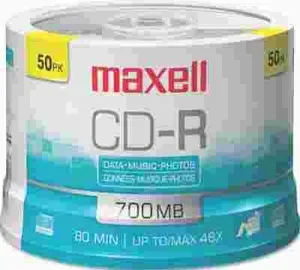 Maxell Cd-R Discs 700Mb/80Min 48X Spindle Silver 50/Pack