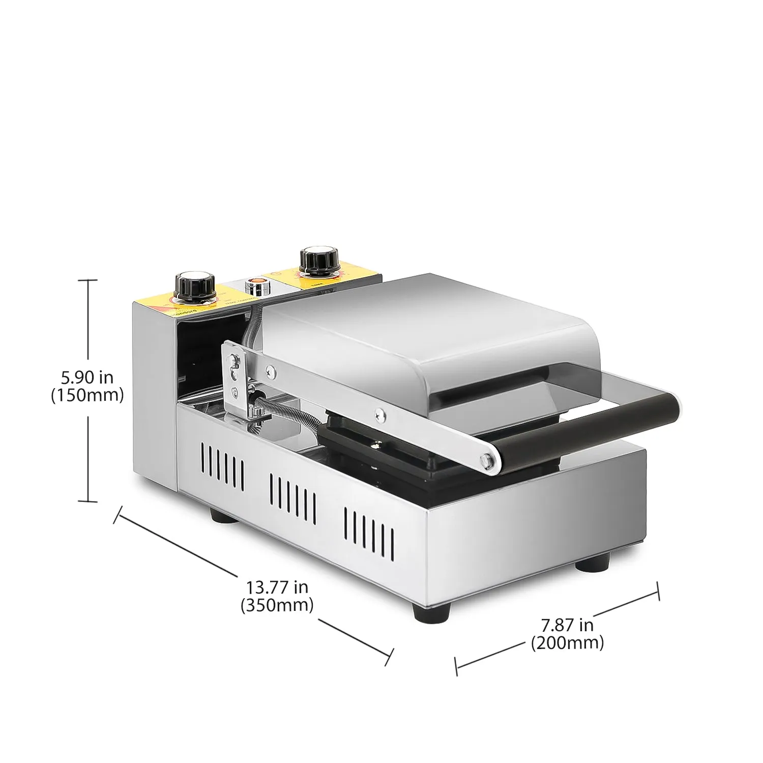 NicoPower Jaffle Maker Commercial | Electric Jaffle Sandwich Maker | Pudgy Pie Iron | Stainless Steel