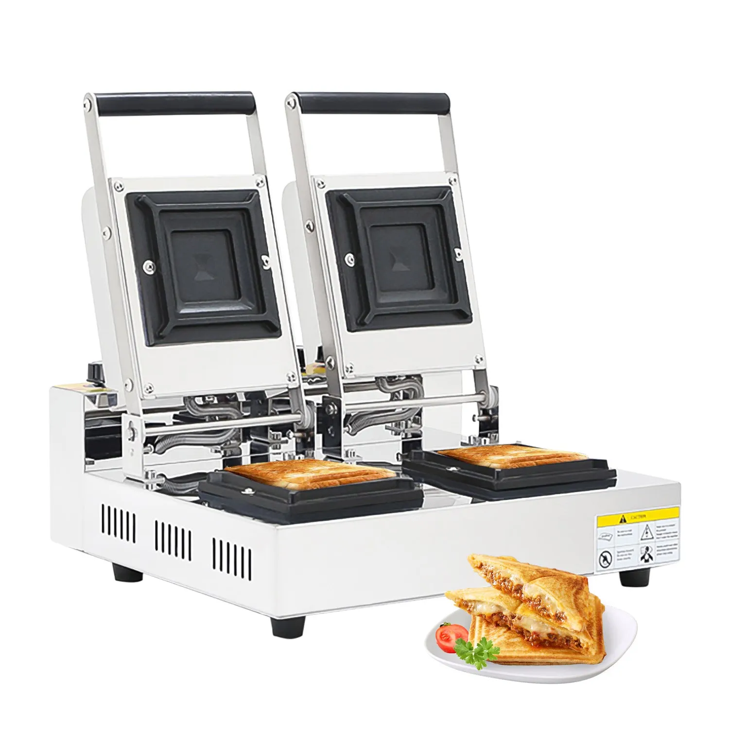 NicoPower Jaffle Maker Commercial | Electric Jaffle Sandwich Maker | Pudgy Pie Iron | Stainless Steel