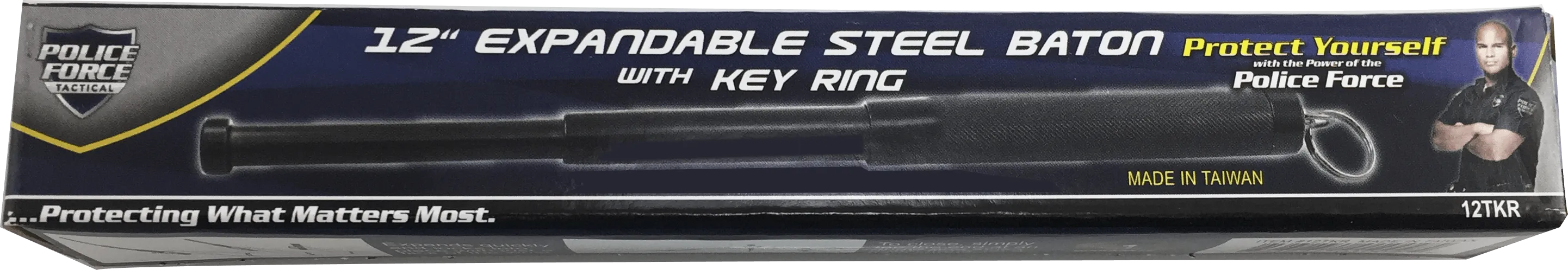 Police Force12" Expandable Steel Baton w/ Key Ring