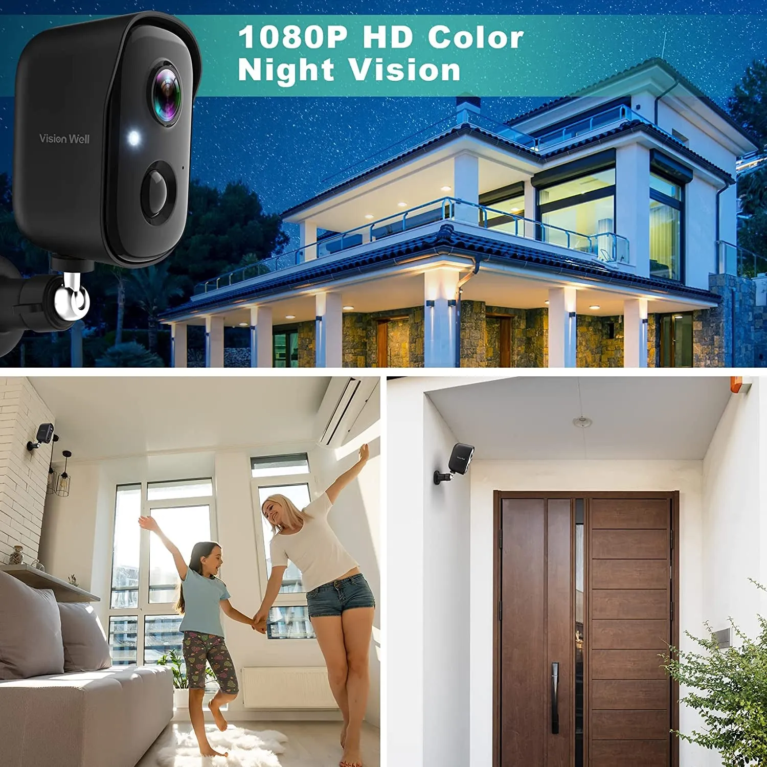 Wireless Outdoor Security Camera, 2K Battery-Powered with AI Motion Detection, Spotlight, Siren Alarm, WiFi, Color Night Vision, 2-Way Audio, Waterproof, Cloud/SD Storage - Suitable for Indoor/Home Use