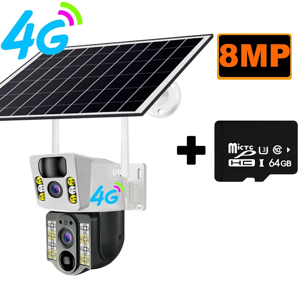 Solar HD IP Wireless CCTV Surveillance Cameras PIR 4G SIM Card