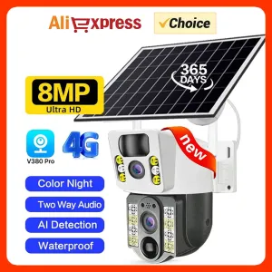 Solar HD IP Wireless CCTV Surveillance Cameras PIR 4G SIM Card