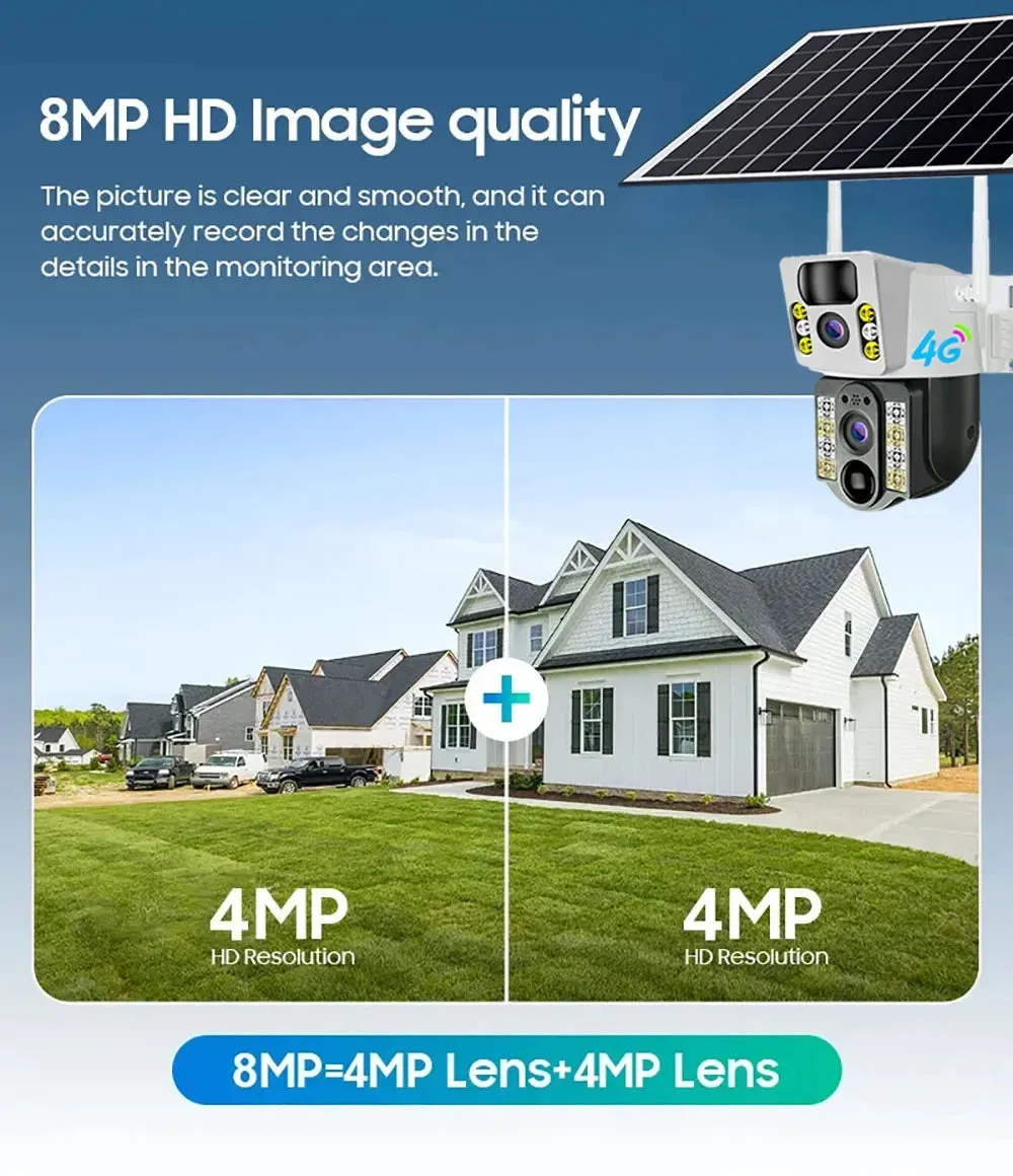 Solar HD IP Wireless CCTV Surveillance Cameras PIR 4G SIM Card