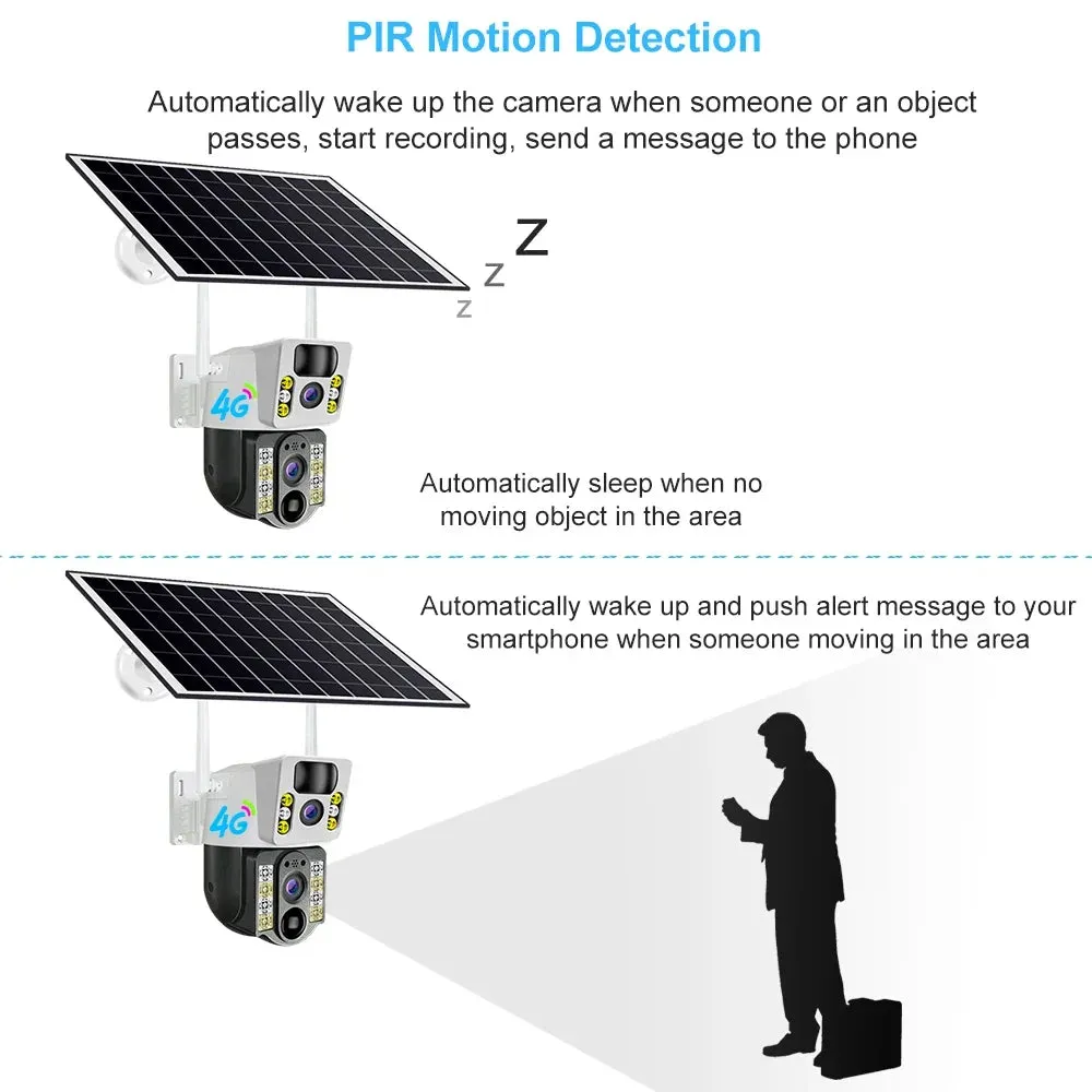 Solar HD IP Wireless CCTV Surveillance Cameras PIR 4G SIM Card