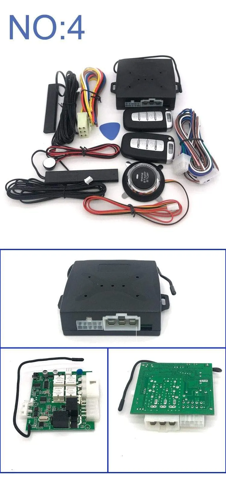 Universal auto start stop keyless entry system engine start alarm system push one-button start system remote car accessories