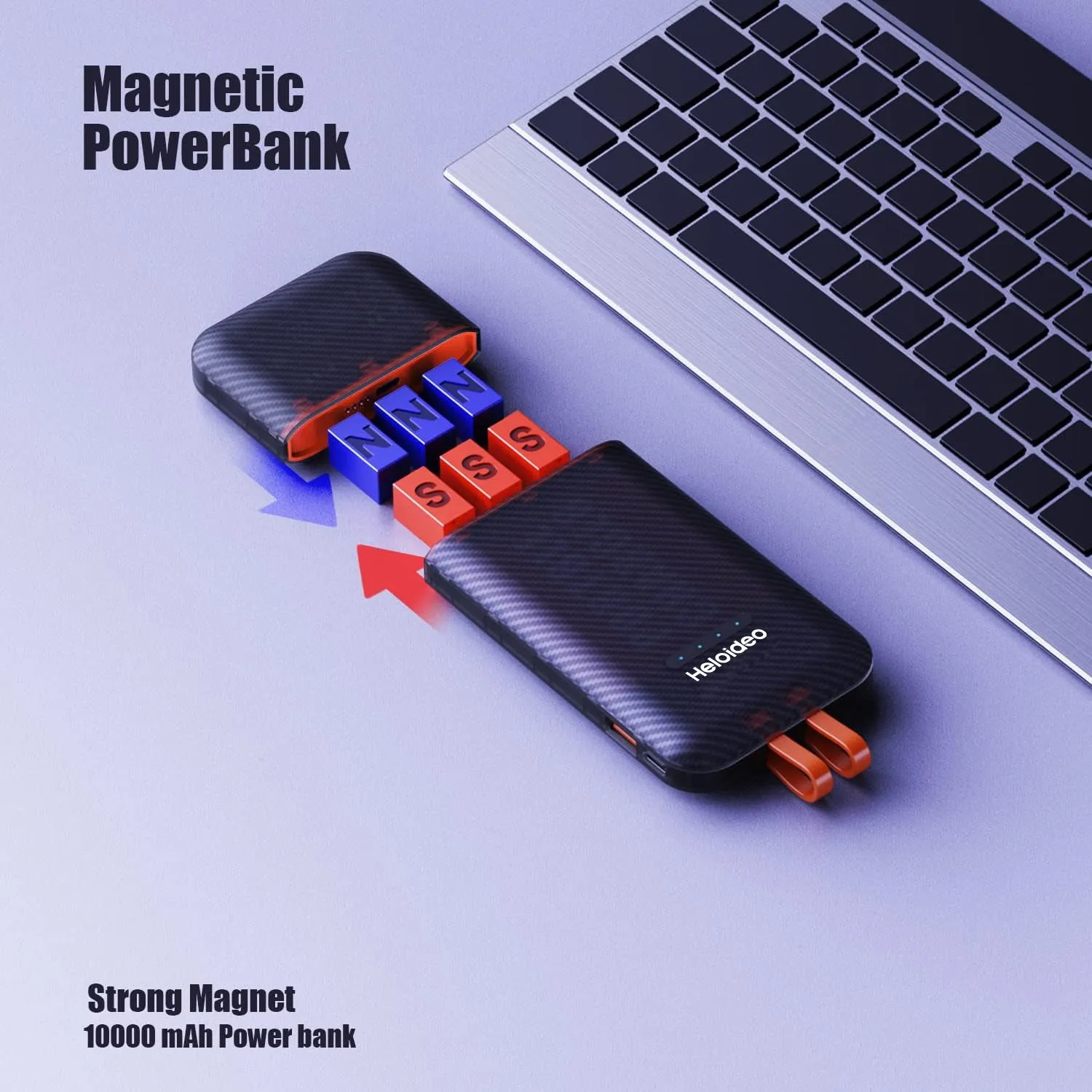 USA AC plug-in 10000mAh power bank with charging cable 45W PD charger heloideoPB174
