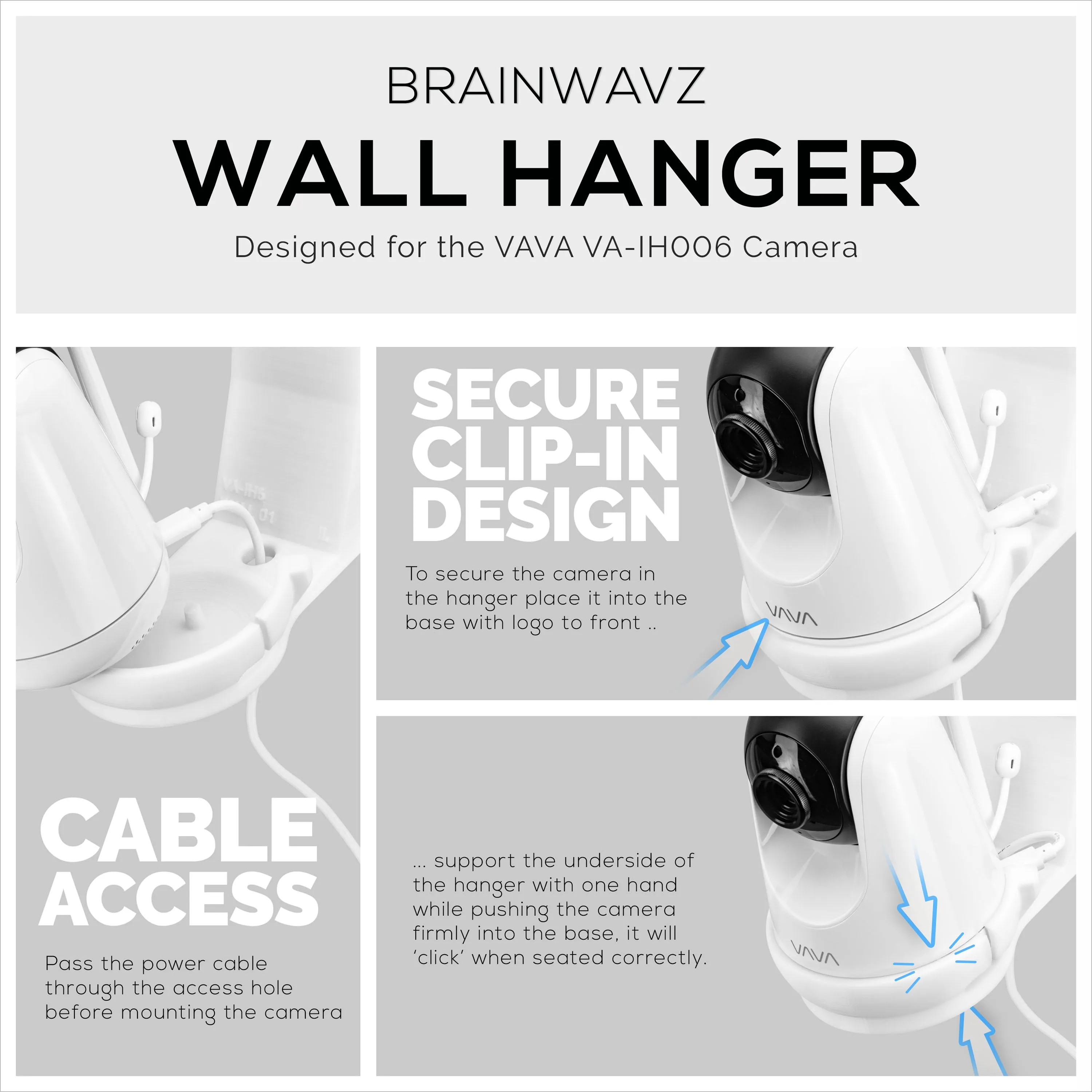 VAVA VA-IH006 Stick On Wall Mount Holder - Easy to Install, No Screws or Mess