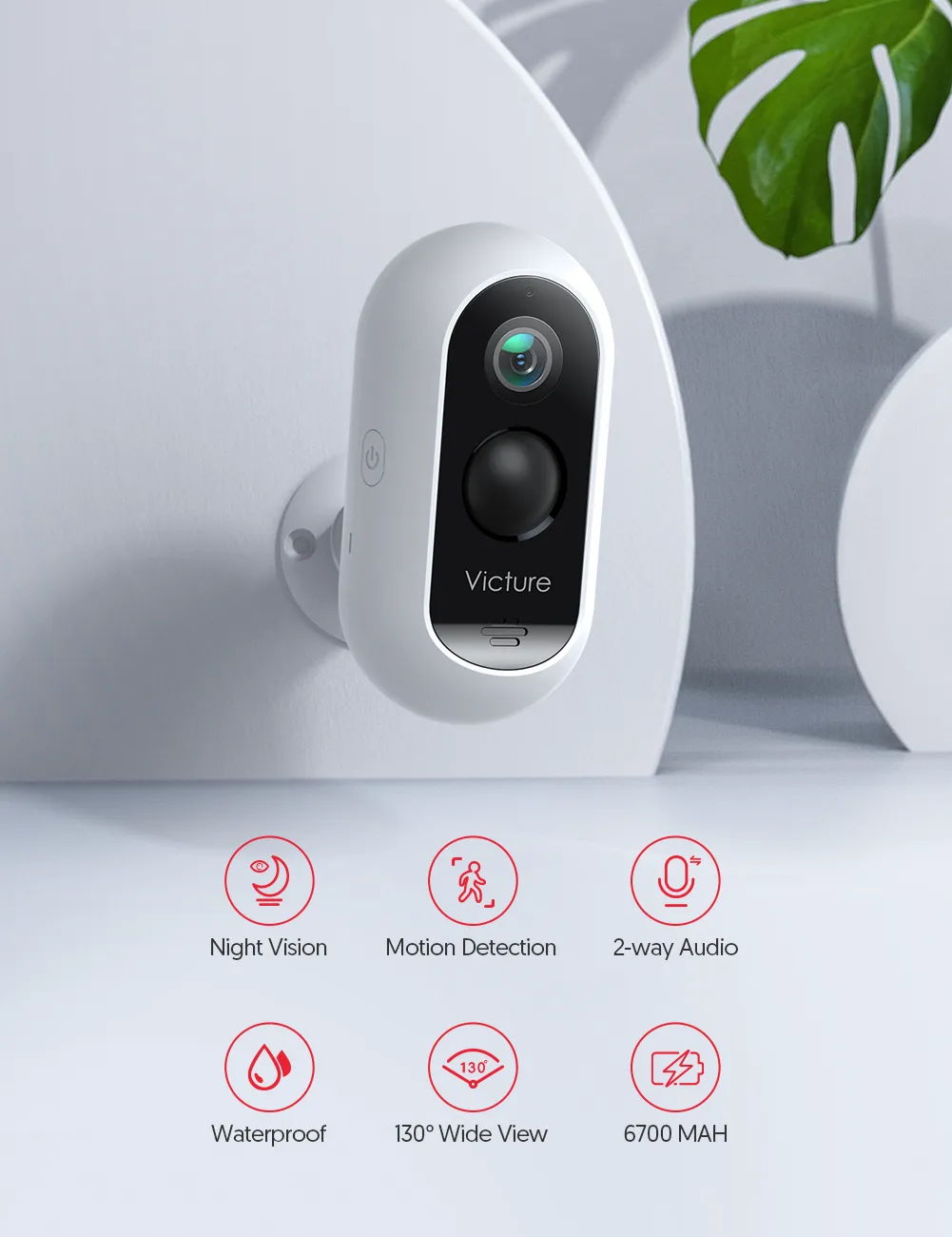 Victure EC730 1080P Wireless Security Outdoor Rechargeable Camera