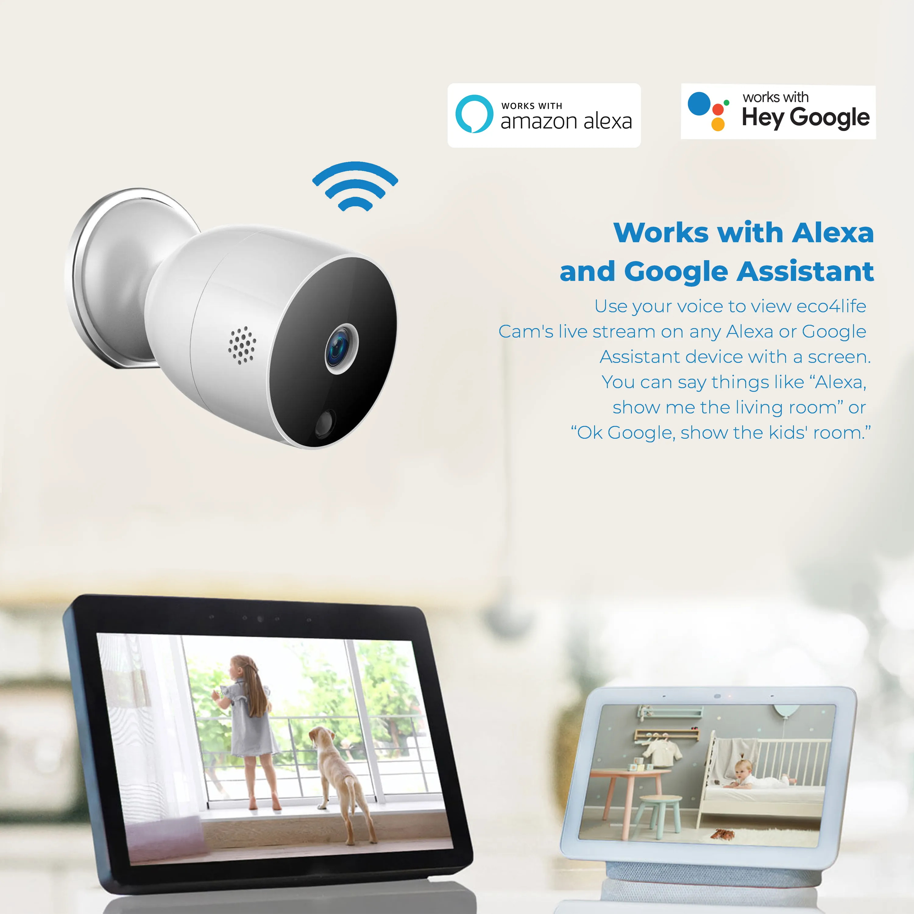 Wi-Fi Smart Wire-Free HD Outdoor 1080P IP Camera, Alkaline Battery Powered, Weather Proof, Night Vision, 2 way audio, Easy Installation
