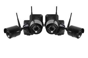 Wire-Free Accessory Camera with Power Pack and 1 USB Receiver (Black, 4-pack)