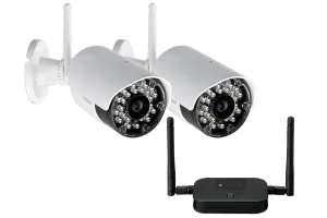 Wireless security cameras with dual receiver