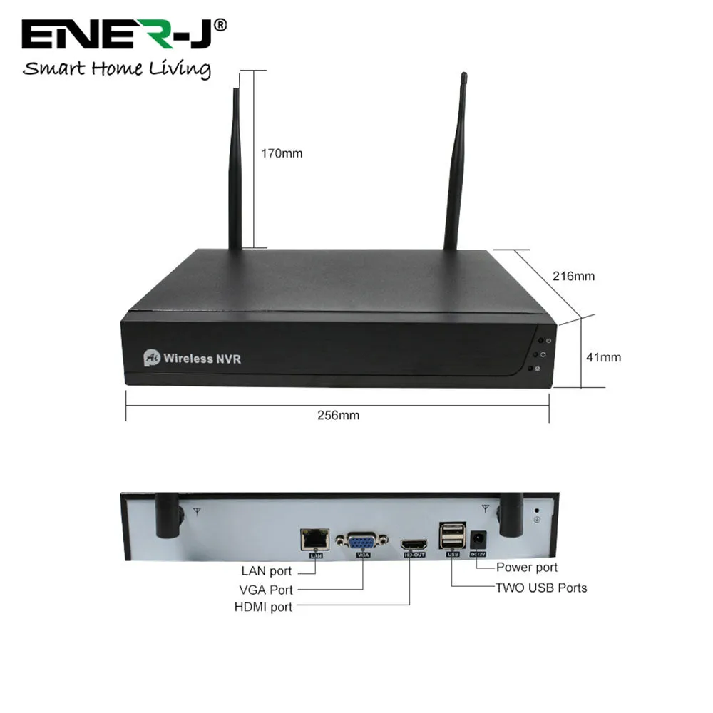 Wireless Security CCTV System with 4 IP Cameras, 8CH NVR, Smart Motion-Triggered Alerts, IP66 Weatherproof, Easy Remote Access