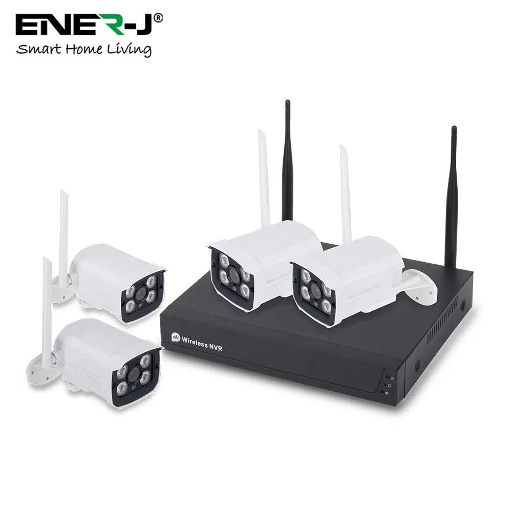 Wireless Security CCTV System with 4 IP Cameras, 8CH NVR, Smart Motion-Triggered Alerts, IP66 Weatherproof, Easy Remote Access