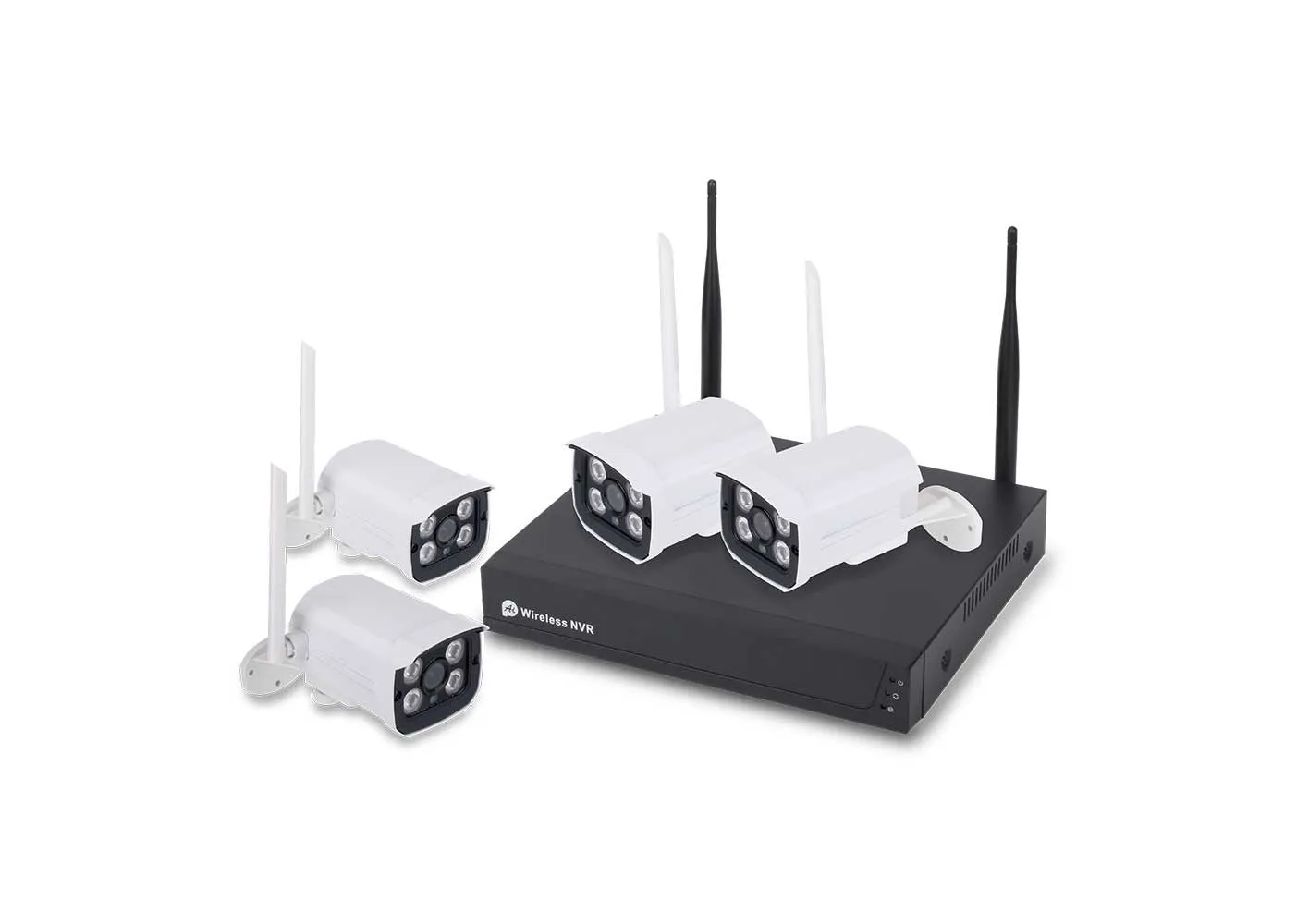 Wireless Security CCTV System with 4 IP Cameras, 8CH NVR, Smart Motion-Triggered Alerts, IP66 Weatherproof, Easy Remote Access